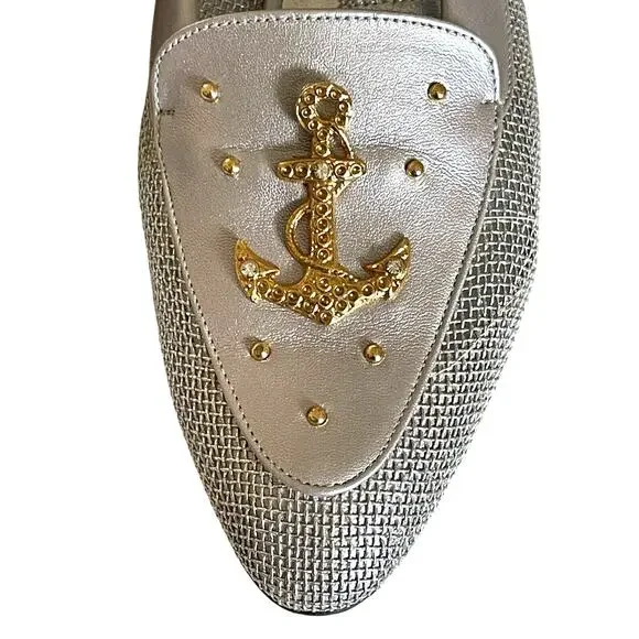 Timothy Hitsman Anchor Accented Silver Mesh Flats size 7 - Picture 8 of 15